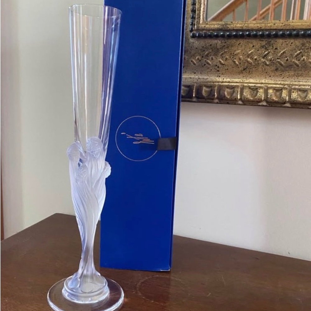 Erté Majestique Art Deco Crystal Champagne Flute French Figural Signed Box